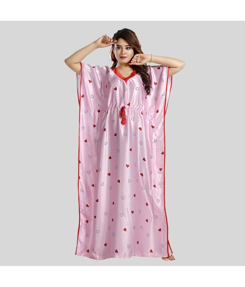     			Tasking Pink Satin Women's Nightwear Kaftan Night Dress ( Pack of 1 )