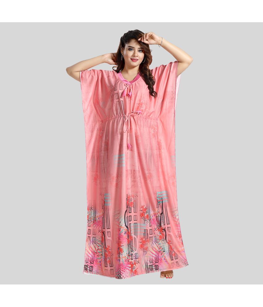     			Tasking Pink Satin Women's Nightwear Kaftan Night Dress ( Pack of 1 )