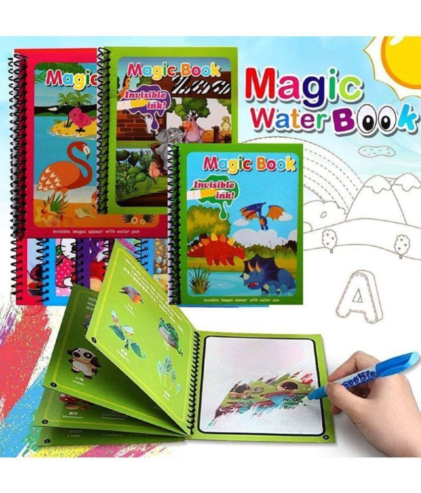     			4Pc Water Coloring Books for Kids, Water Painting Drawing Book for Toddlers 2-10 Years