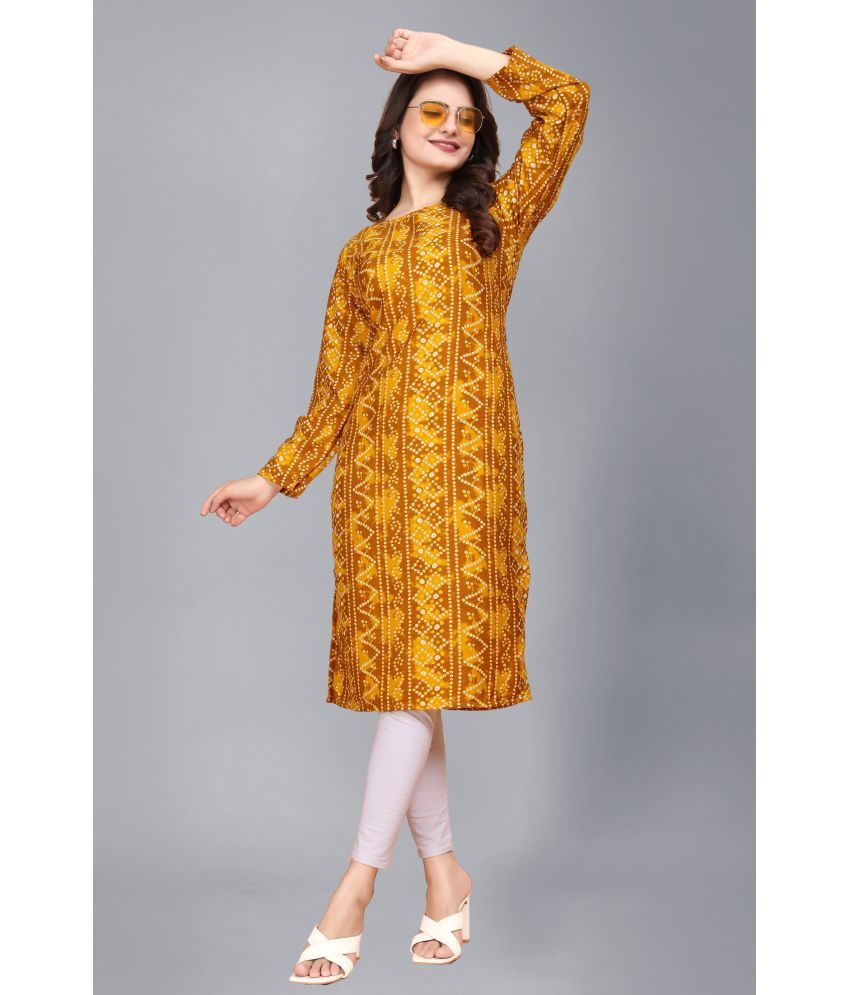     			AK FASHION MALL Pack of 1 Crepe Printed Straight Women's Kurti - ( Multicolor )