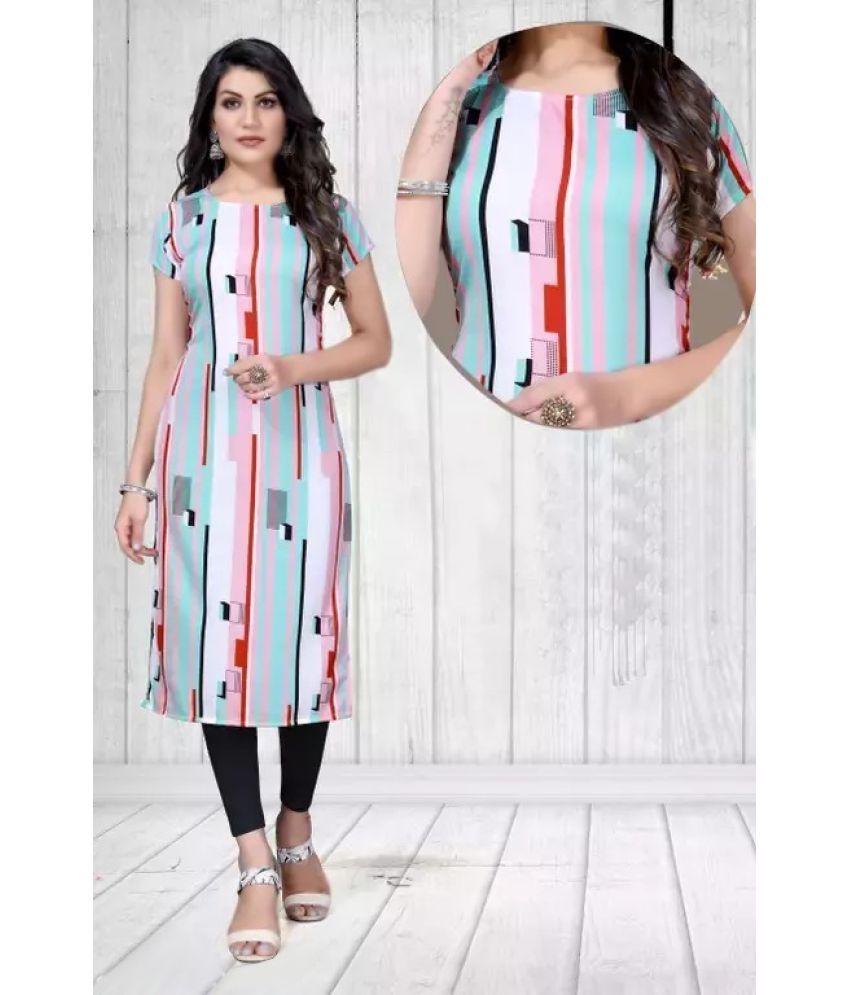     			AK FASHION MALL Pack of 1 Crepe Printed Straight Women's Kurti - ( Multicolor )