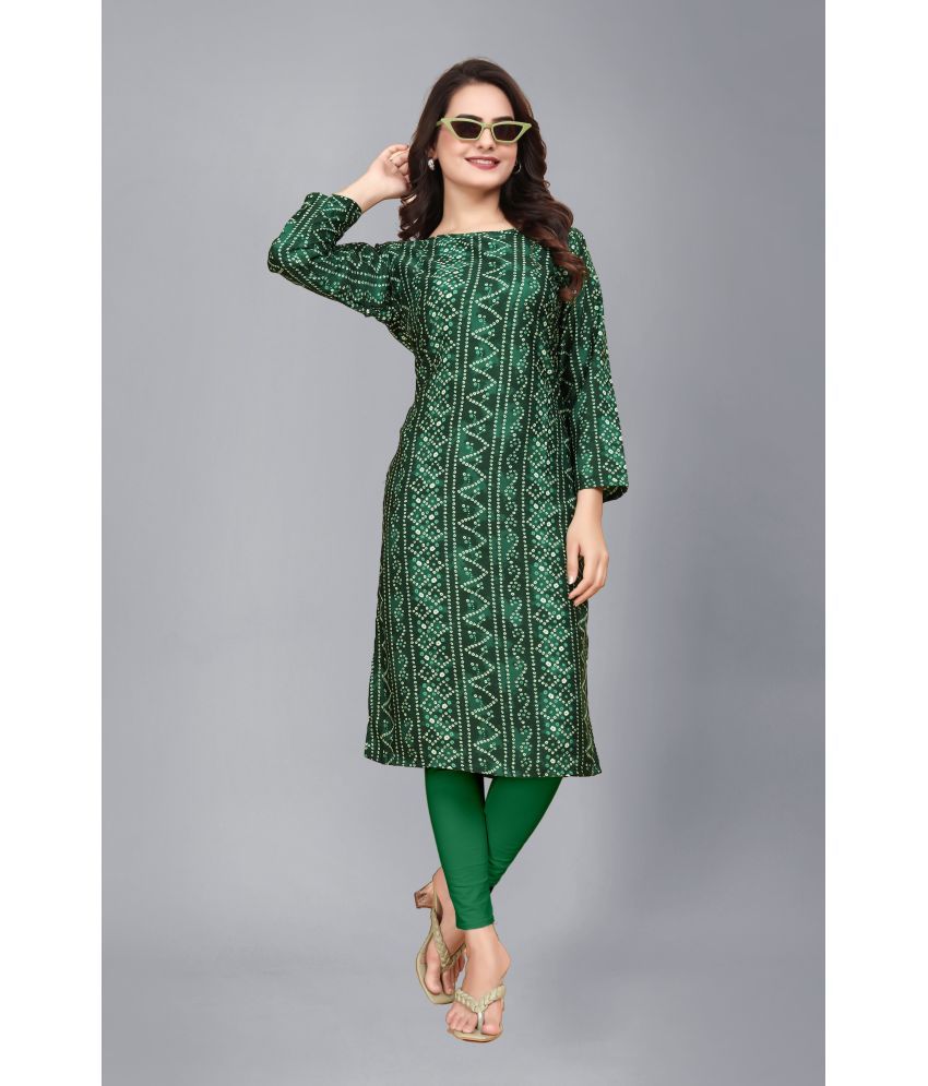     			AK FASHION MALL Pack of 1 Crepe Printed Straight Women's Kurti - ( Multicolor )