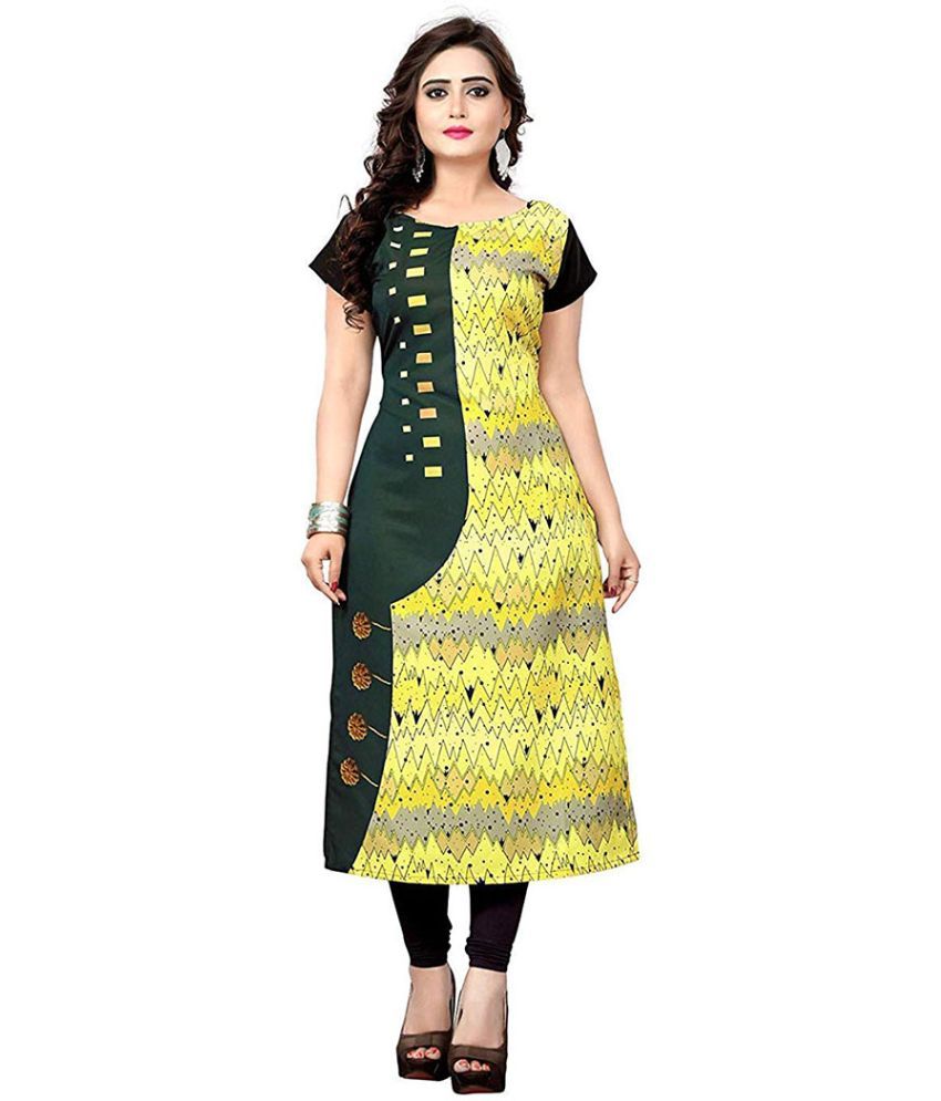     			AK FASHION MALL Pack of 1 Crepe Printed Straight Women's Kurti - ( Multicolor )