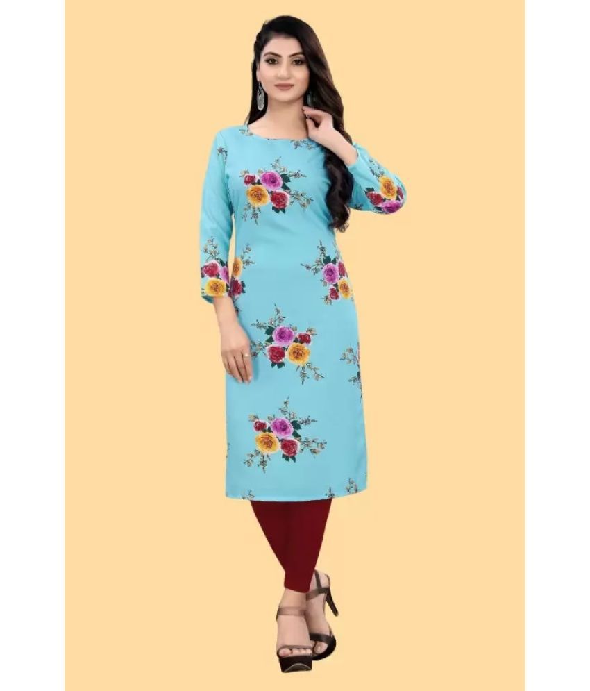     			AK FASHION MALL Pack of 1 Crepe Printed Straight Women's Kurti - ( Multicolor )