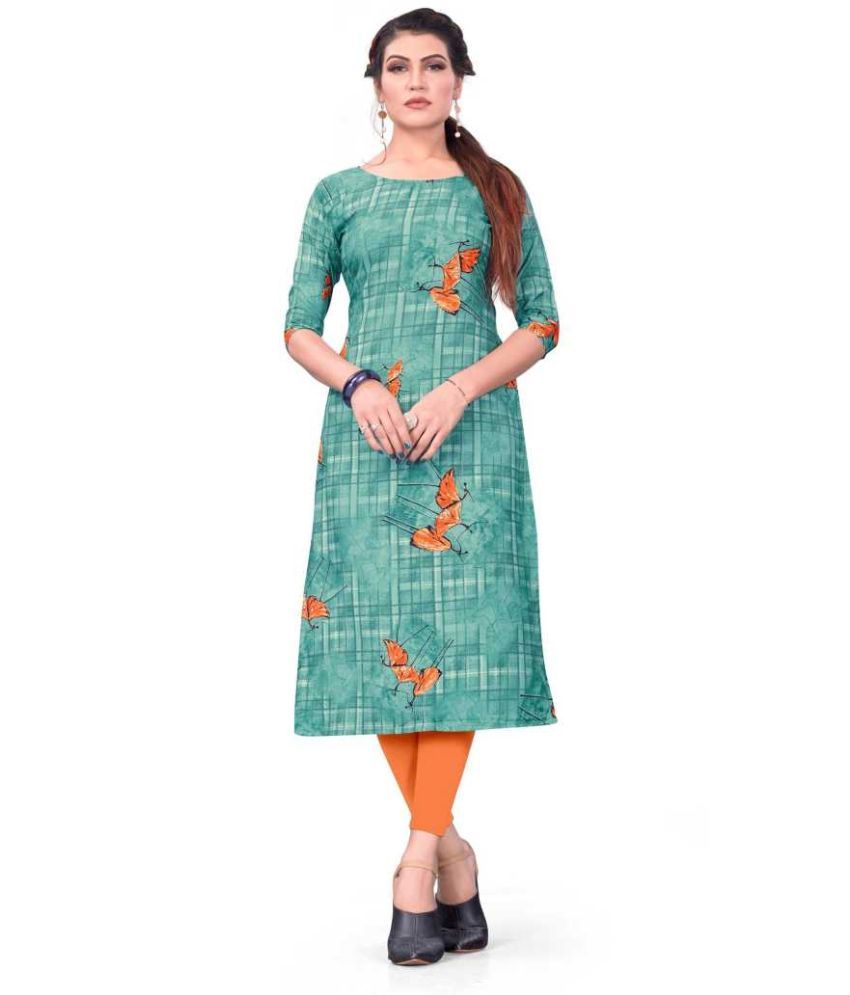     			AK FASHION MALL Pack of 1 Crepe Printed Straight Women's Kurti - ( Multicolor )