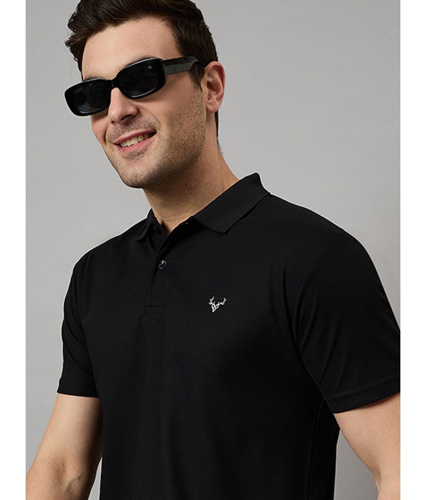     			BRONATION Pack of 1 Cotton Blend Regular Fit Solid Half Sleeves Men's Polo T Shirt ( Black )