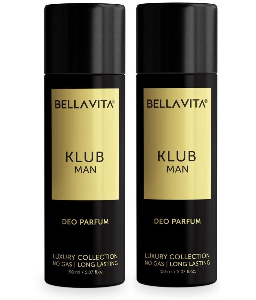     			Bella Vita Klub Man Deodorant ,150ml Each pack of 2 Deodorant Spray for Unisex 300 ml ( Pack of 2 )