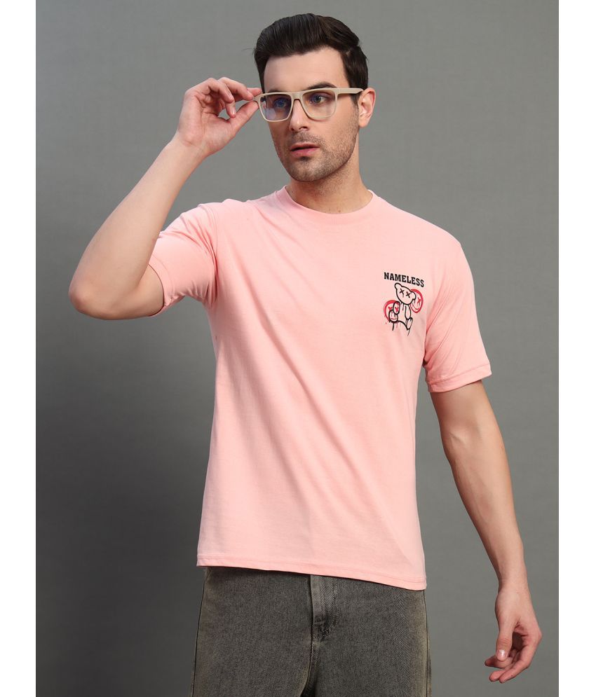     			DENNIN 100% Cotton Regular Fit Printed Half Sleeves Men's Round T-Shirt - Pink ( Pack of 1 )