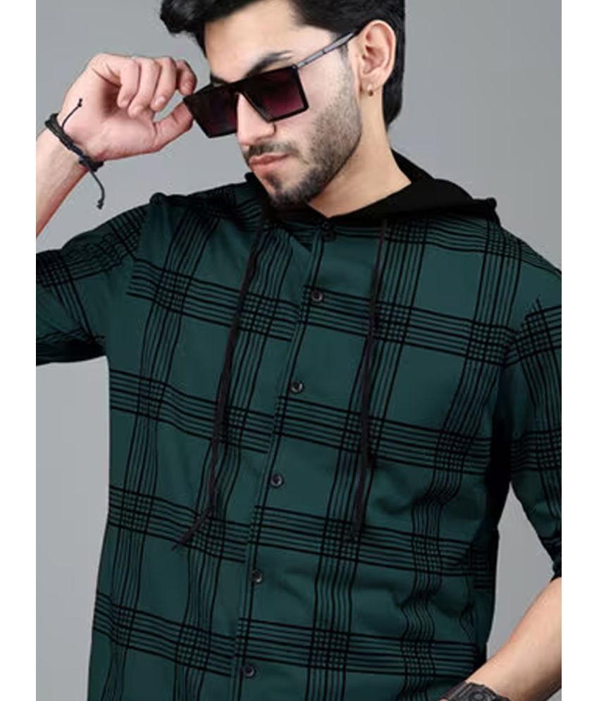     			DENNIN Pack of 1 Cotton Blend Regular Fit Checks Half Sleeves Men's Polo T Shirt ( Green )