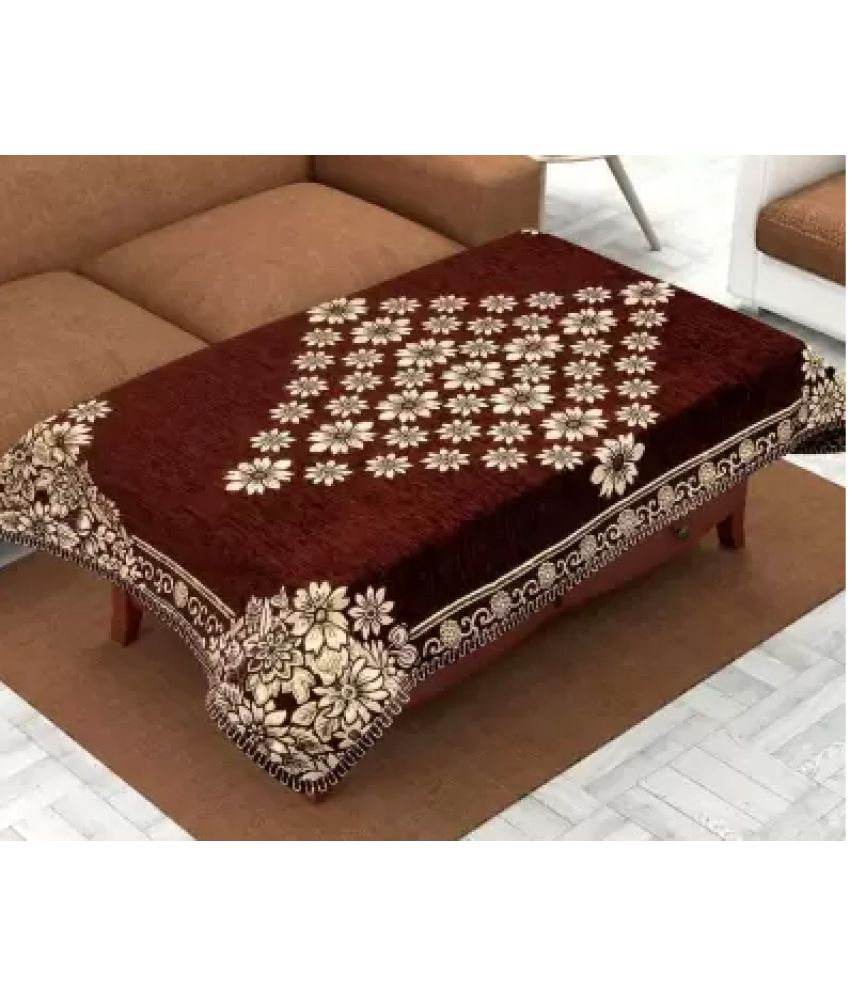     			FURNISHING HUT Self Design Chenille 4 Seater Rectangle Table Cover & Runner ( 139 x 90 ) cm Pack of 1 Brown