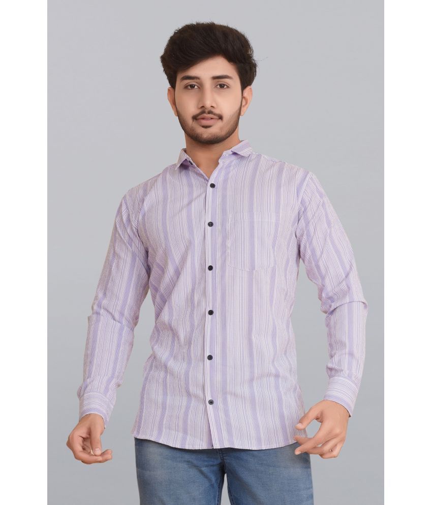     			Fashionfricks Cotton Blend Regular Fit Striped Full Sleeves Men's Casual Shirt - Purple ( Pack of 1 )