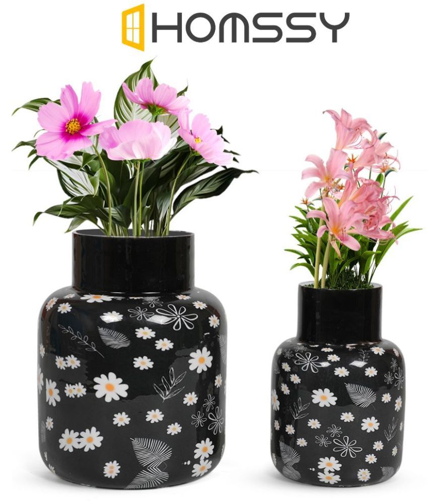     			HOMSSY Steel Table Vase 25 cms - Pack of 2