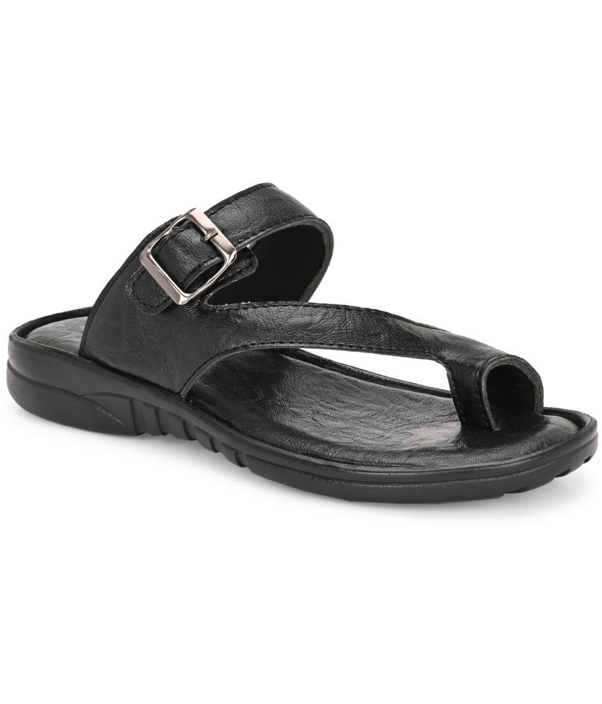     			Leeport Black Men's Leather Slipper