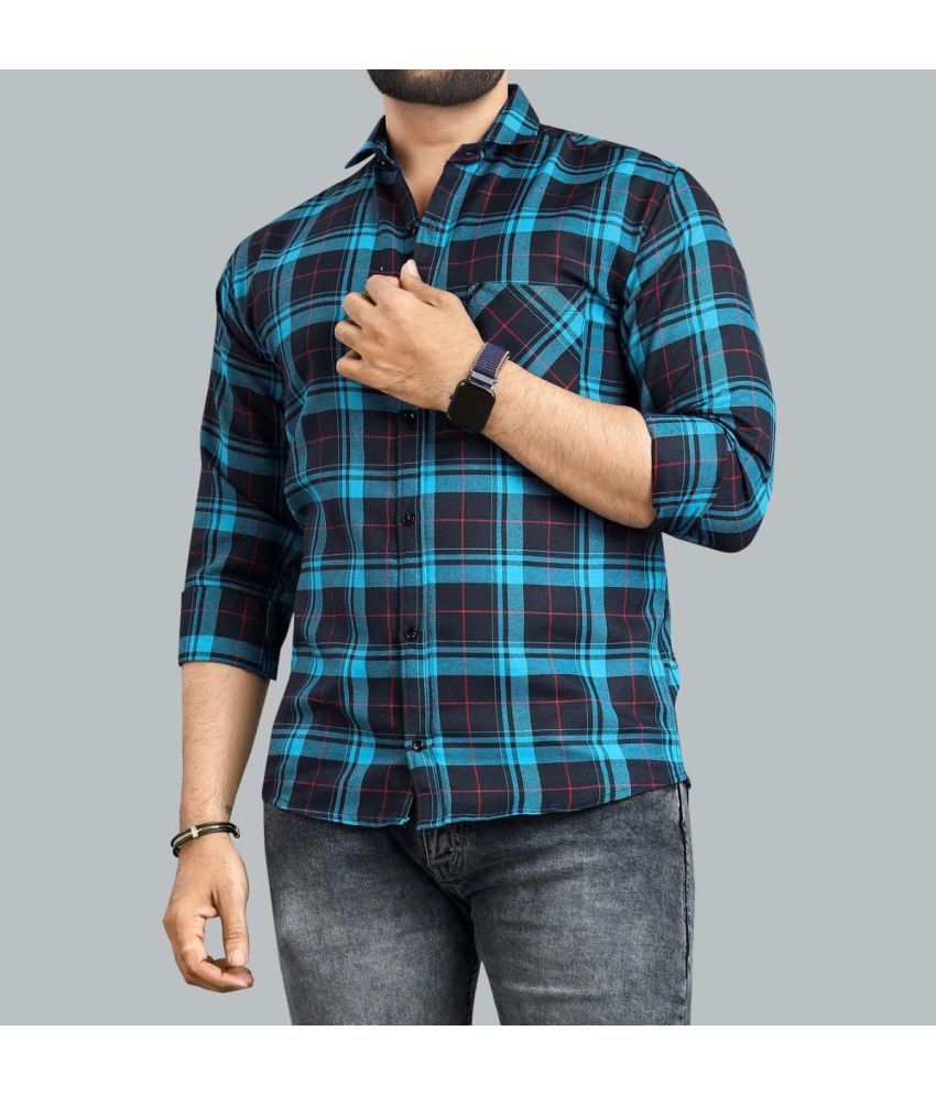     			STITCHCRAFTSTYLE Cotton Blend Regular Fit Checks Full Sleeves Men's Casual Shirt - Blue ( Pack of 1 )