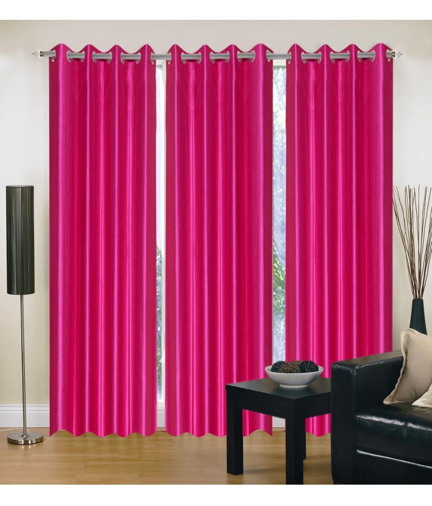     			Sai Arpan Solid Semi-Transparent Eyelet Curtain 7 ft ( Pack of 3 ) - Multi Color