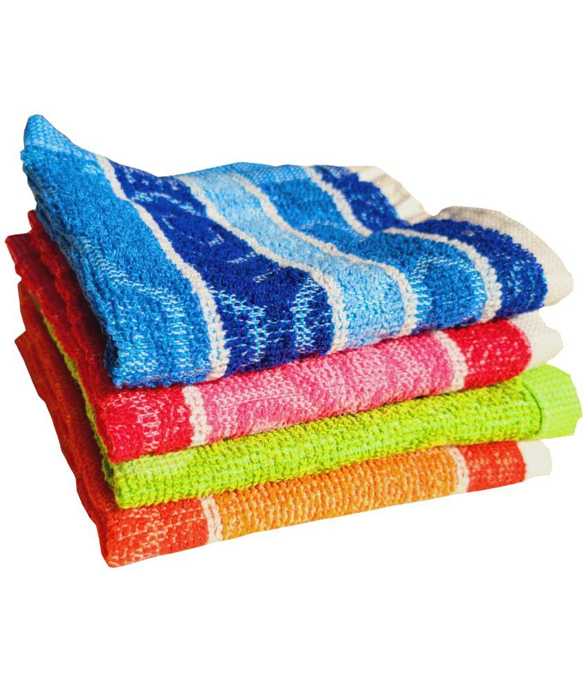     			Welhouse India Cotton Printed Face Towel 301-350 GSM ( Pack of 4 ) - Multicolor