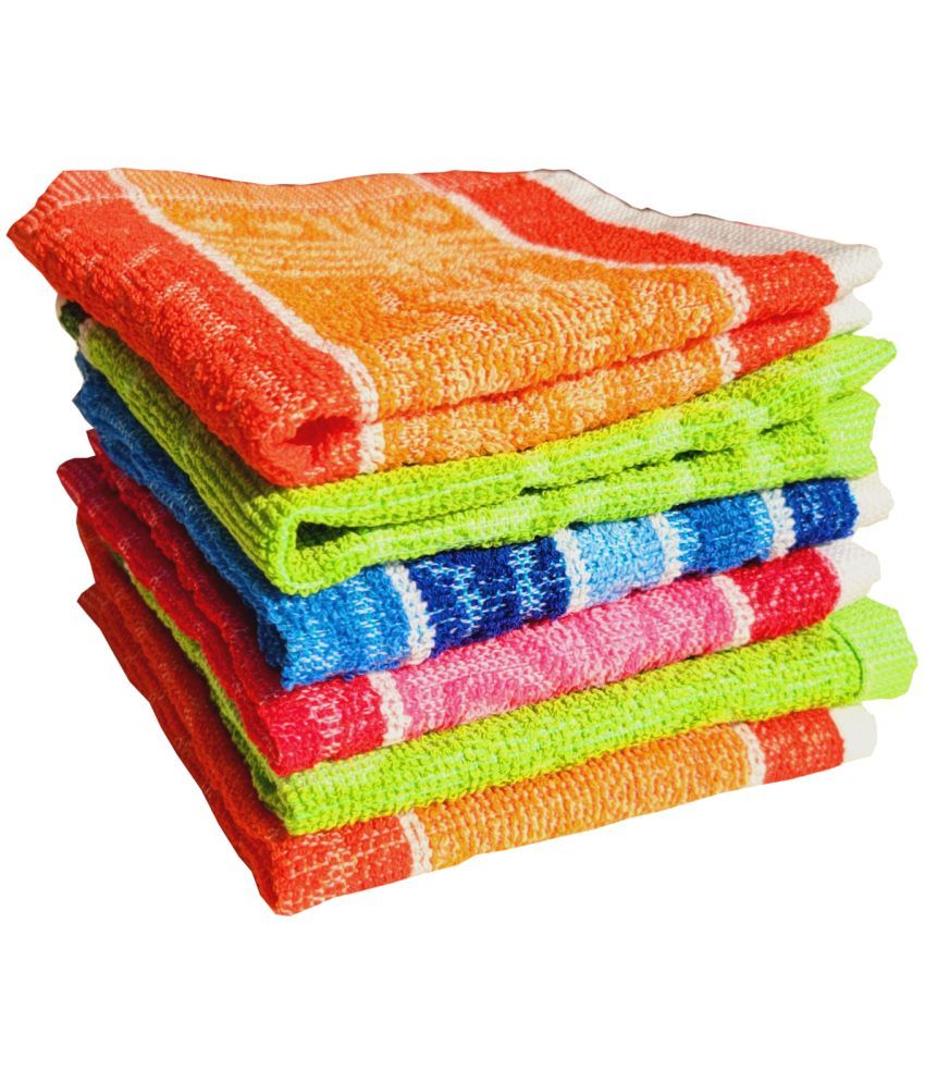     			Welhouse India Cotton Printed Face Towel 301-350 GSM ( Pack of 6 ) - Multicolor