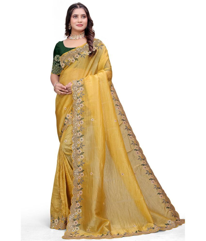     			fvd Pack of 1 Art Silk Embroidered Saree With Blouse Piece ( Yellow )