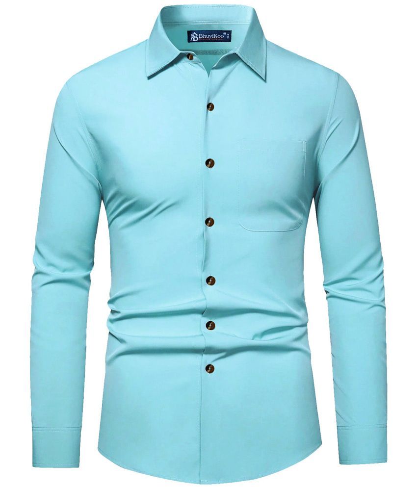     			BHUVIKOO 100% Cotton Slim Fit Solids Full Sleeves Men's Casual Shirt - Light Blue ( Pack of 1 )