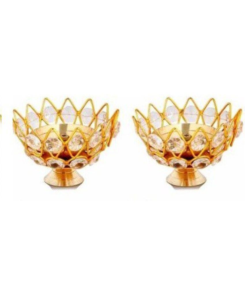     			Fashion Bizz Brass Table Diya Set - Pack of 2