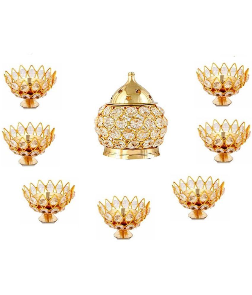     			FASHION BIZZ Brass Floor Diya - Pack of 8