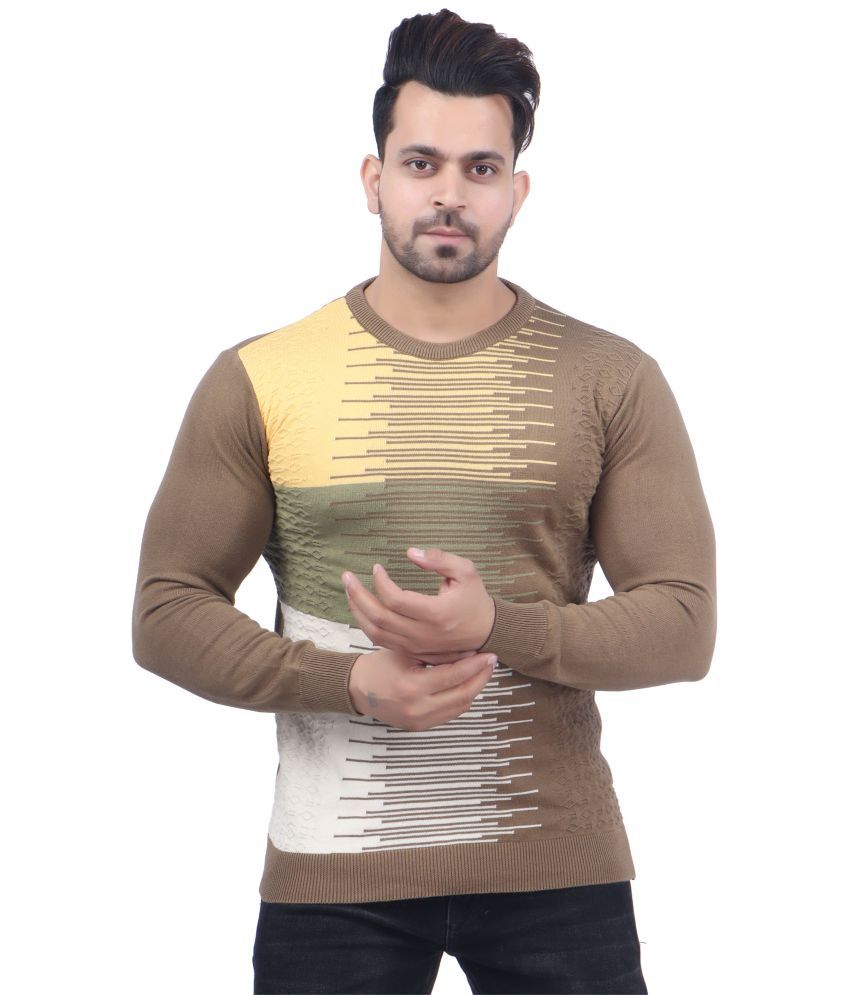     			FEVERFEW Cotton Round Neck Men's Full Sleeves Pullover Sweater - Multicolor ( Pack of 1 )