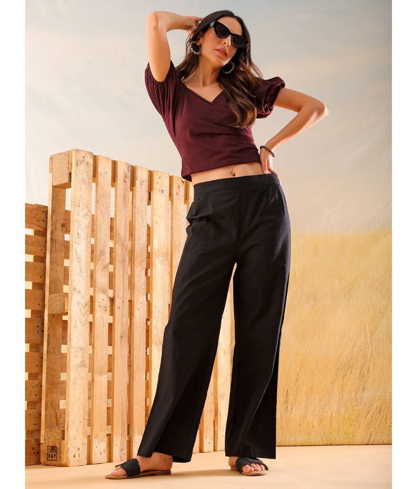     			Freehand Pack of 1 Cotton Flared Women's Casual Pants ( Black )