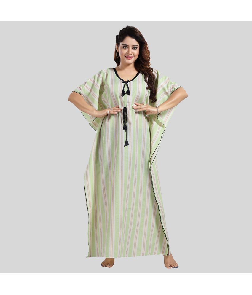     			Gutthi Green Satin Women's Nightwear Kaftan Night Dress ( Pack of 1 )