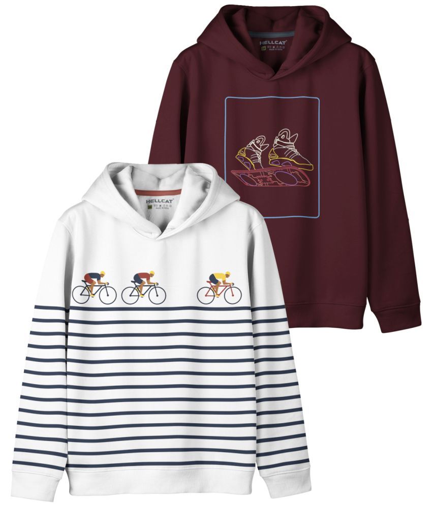     			HELLCAT Pack of 2 Girls Cotton Blend Sweatshirt ( Burgundy )