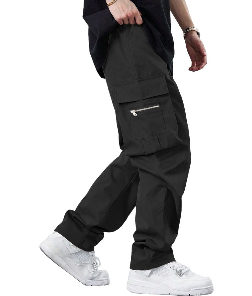     			HISCRAVES Regular Flat Men's Cargos - Black ( Pack of 1 )