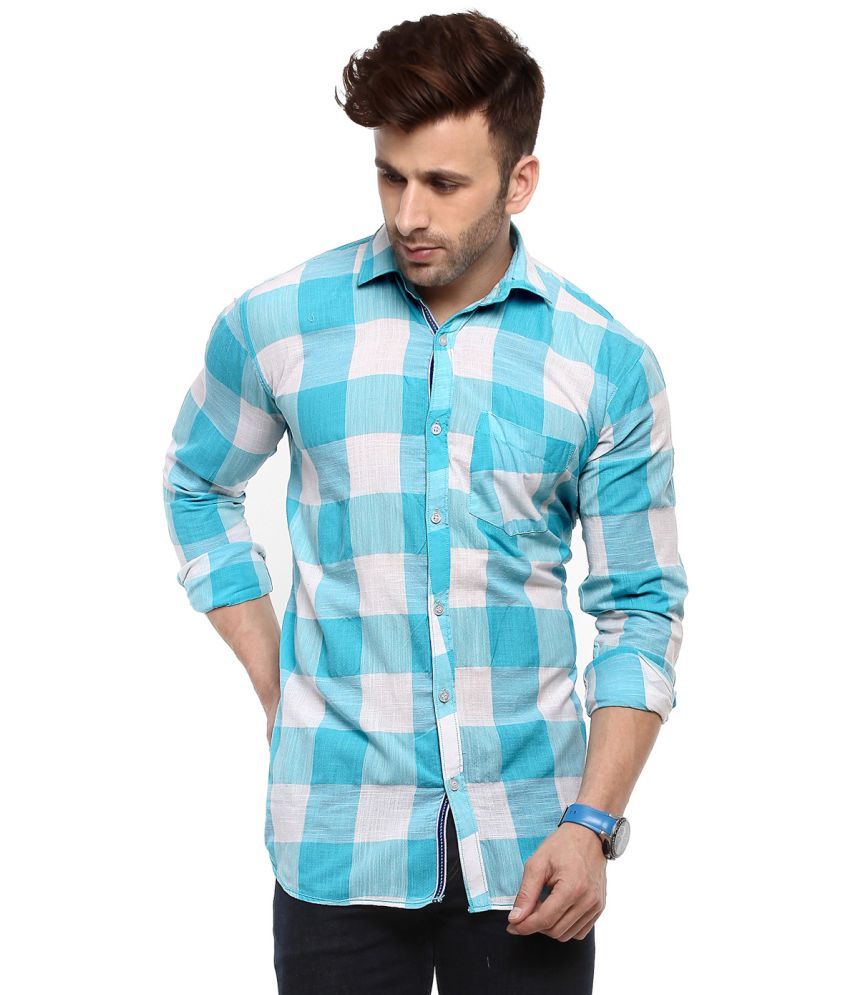     			Hangup Viscose Slim Fit Checks Full Sleeves Men's Casual Shirt - Blue ( Pack of 1 )