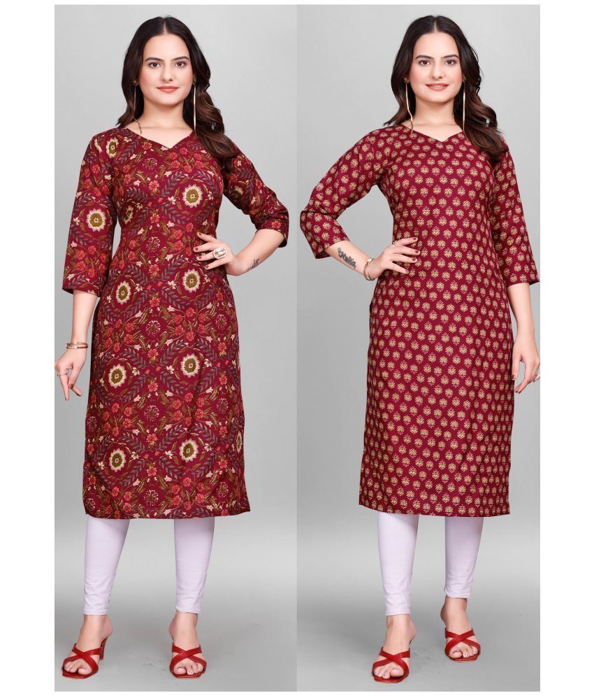     			KALAVRITTA Pack of 2 Cotton Blend Printed Straight Women's Kurti - ( Multicolor3 )