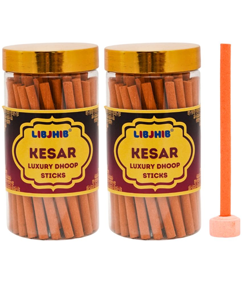     			Libjhib Incense Dhoop Sticks Saffron 120 gm ( Pack of 2 )