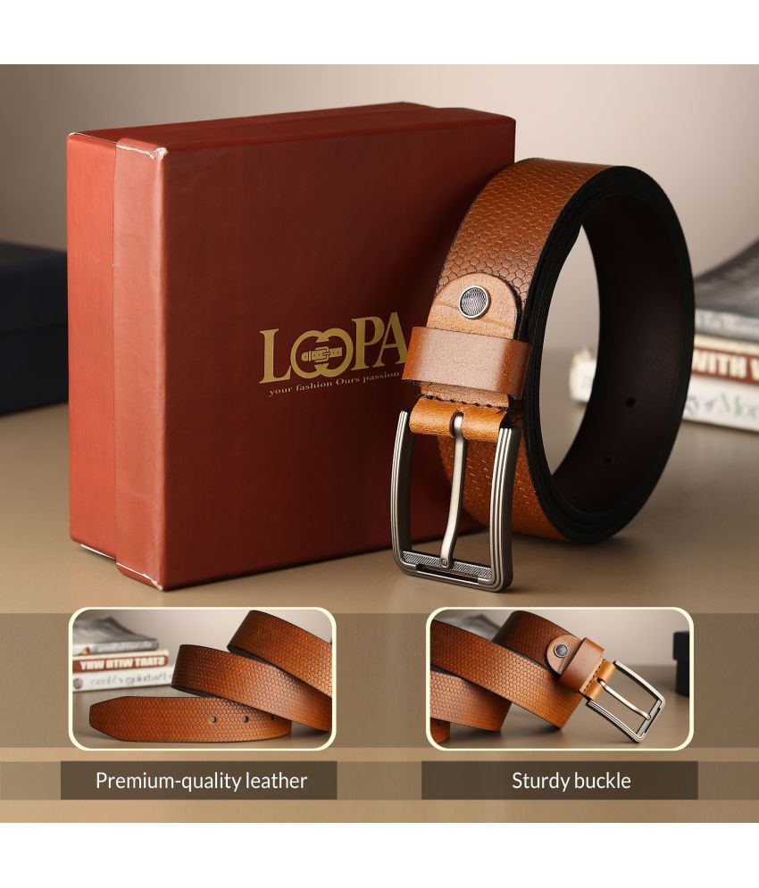     			Loopa - Tan 100% Leather Men's Formal Belt ( Pack of 1 )