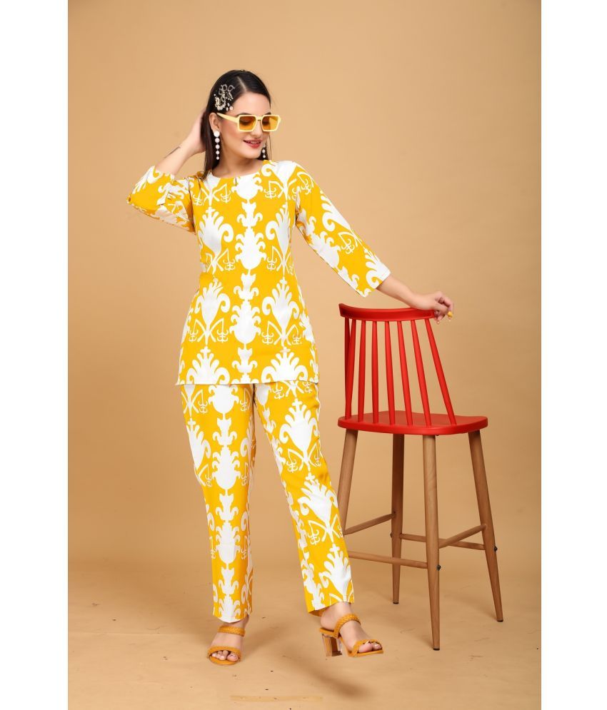     			MEHUL TEXTILE / MVC GROUP OF COMPANY Yellow Printed Pant Top Set