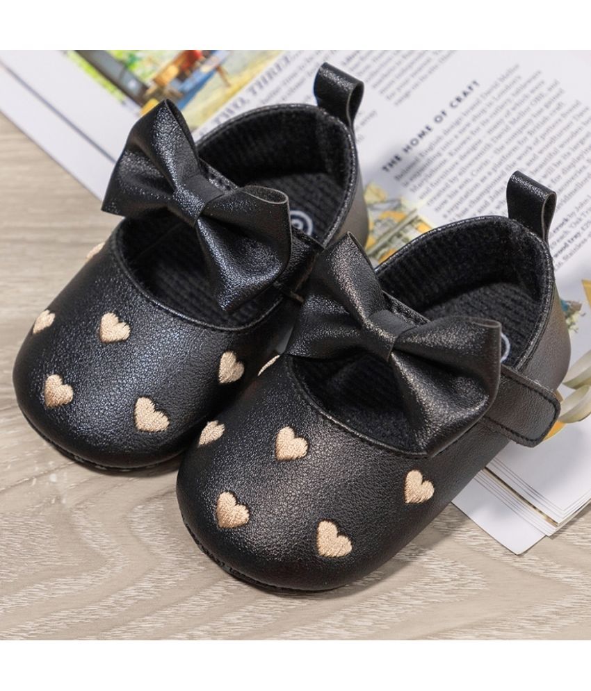     			Neska Moda - Black Booties For Baby Girl 6-12 Months ( Pack of 1 )