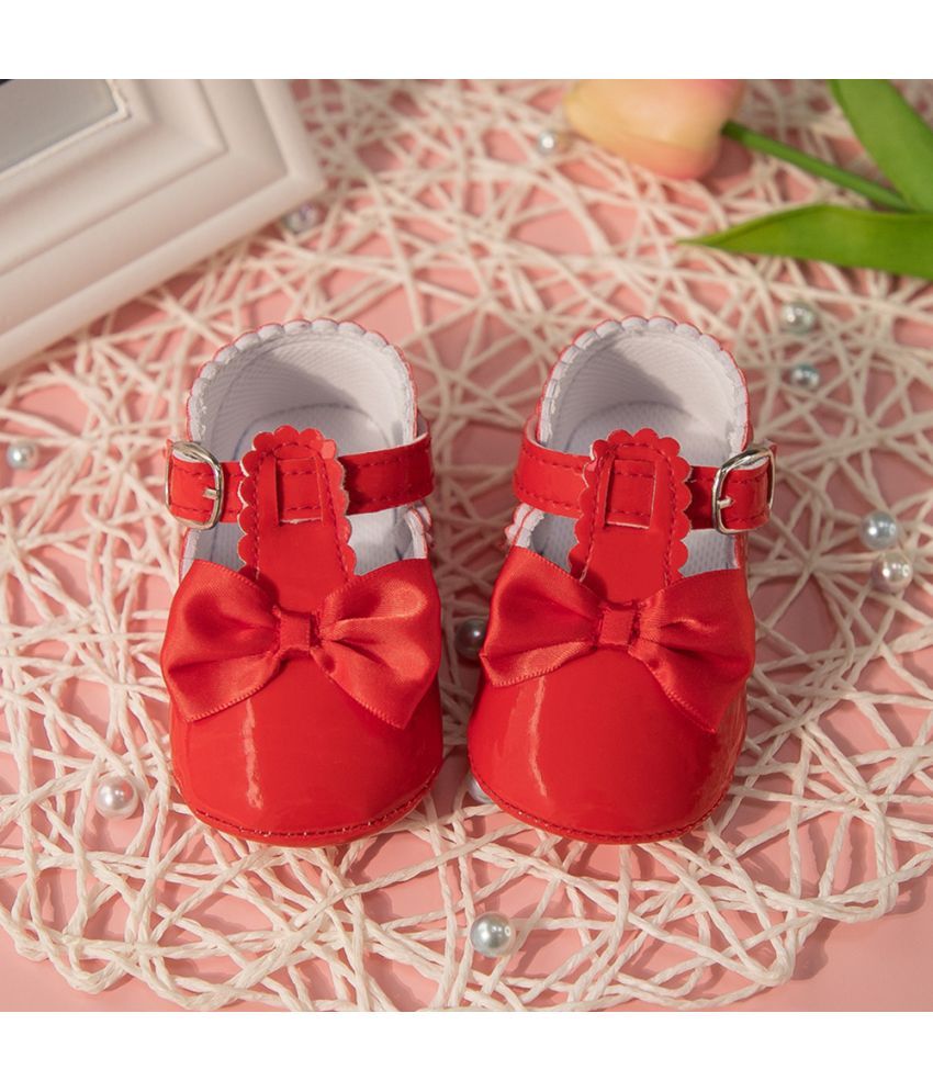     			Neska Moda - Red Booties For Baby Girl 6-12 Months ( Pack of 1 )