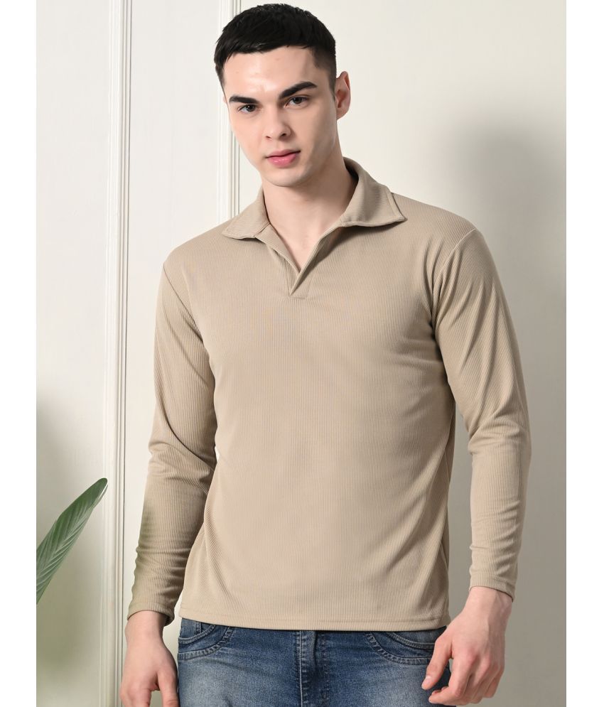     			clafoutis Pack of 1 Polyester Slim Fit Solid Full Sleeves Men's Polo T Shirt ( Beige )