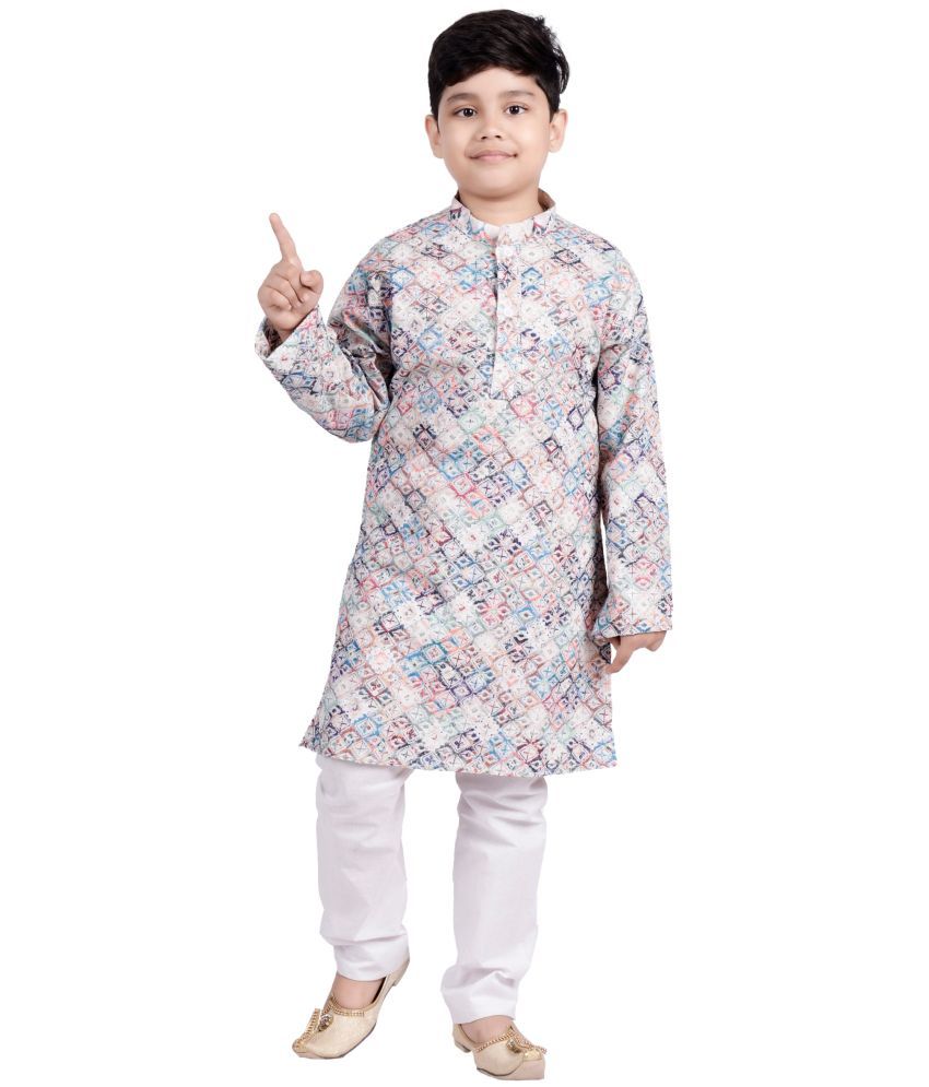     			s muktar garments Baby Boys Rayon Ethnic - Pattern Kurta Pyjama Set ( White , Pack of 1 )