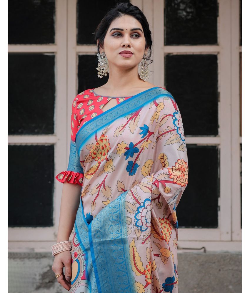     			Almaari Fashion Cotton Silk Printed Saree With Blouse Piece ( Beige , Pack of 1 )