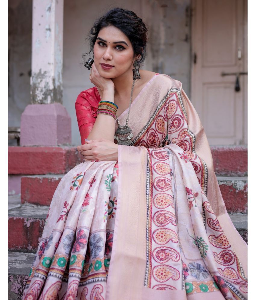     			Almaari Fashion Cotton Silk Printed Saree With Blouse Piece ( Pink , Pack of 1 )