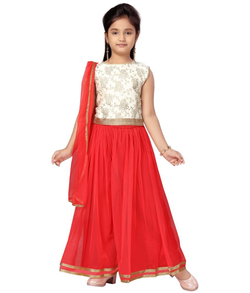     			Aarika Silk Lehenga Choli Set For Girls ( Pack of 1 , Cream )