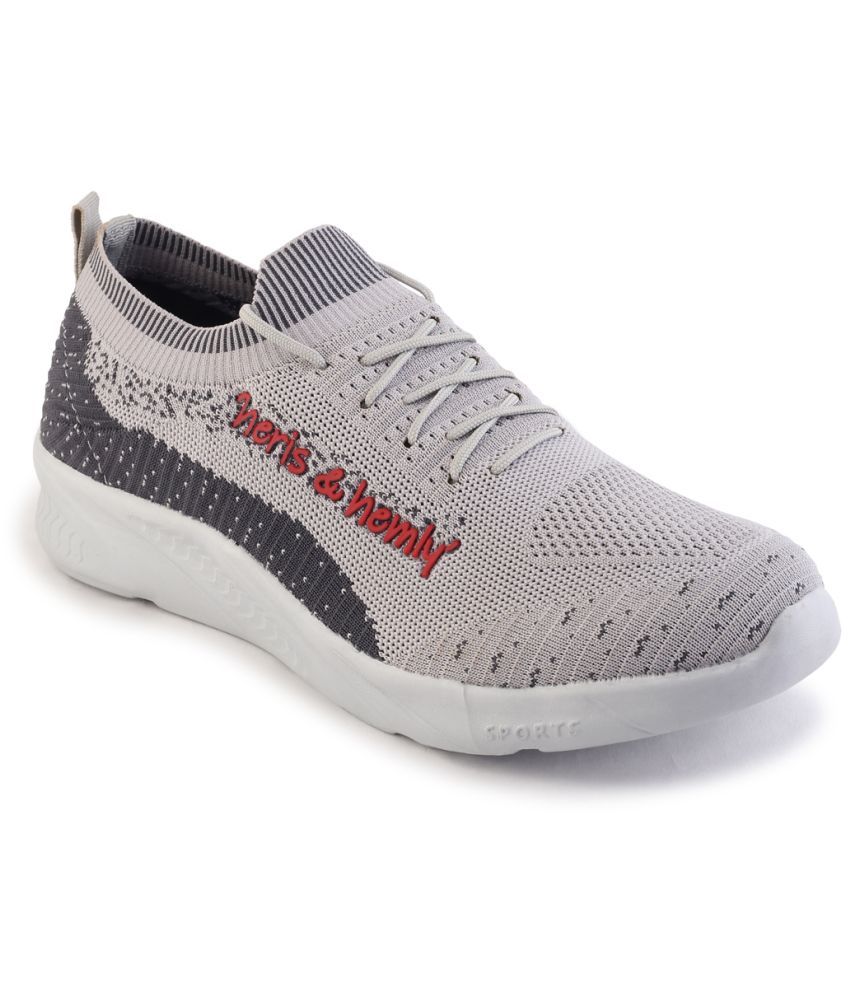     			Heris & Hemly HNH-7081_L.Grey Dark Grey Men's Sports Running Shoes