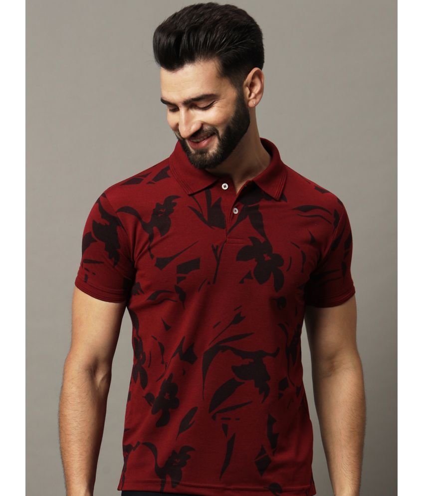     			Hushbucks Pack of 1 Cotton Blend Regular Fit Printed Half Sleeves Men's Polo T Shirt ( Maroon )