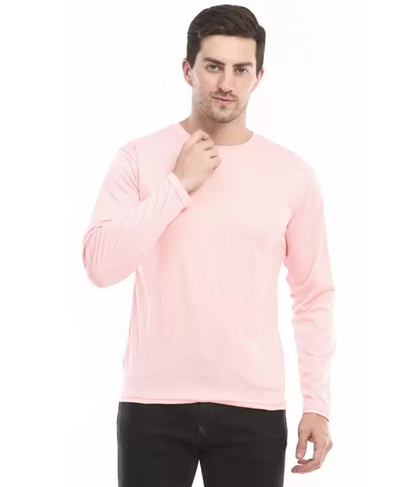     			IRHA Polyester Slim Fit Solid Full Sleeves Men's Round T-Shirt - Pink ( Pack of 1 )