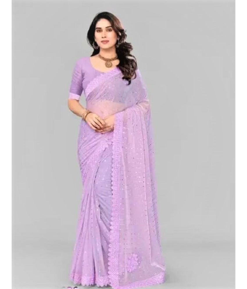     			JILUDI Lycra Solid Saree With Blouse Piece ( Lavender , Pack of 1 )