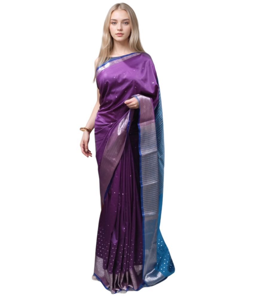     			KALRA MAGIC Banarasi Silk Solid Saree With Blouse Piece ( Purple , Pack of 1 )