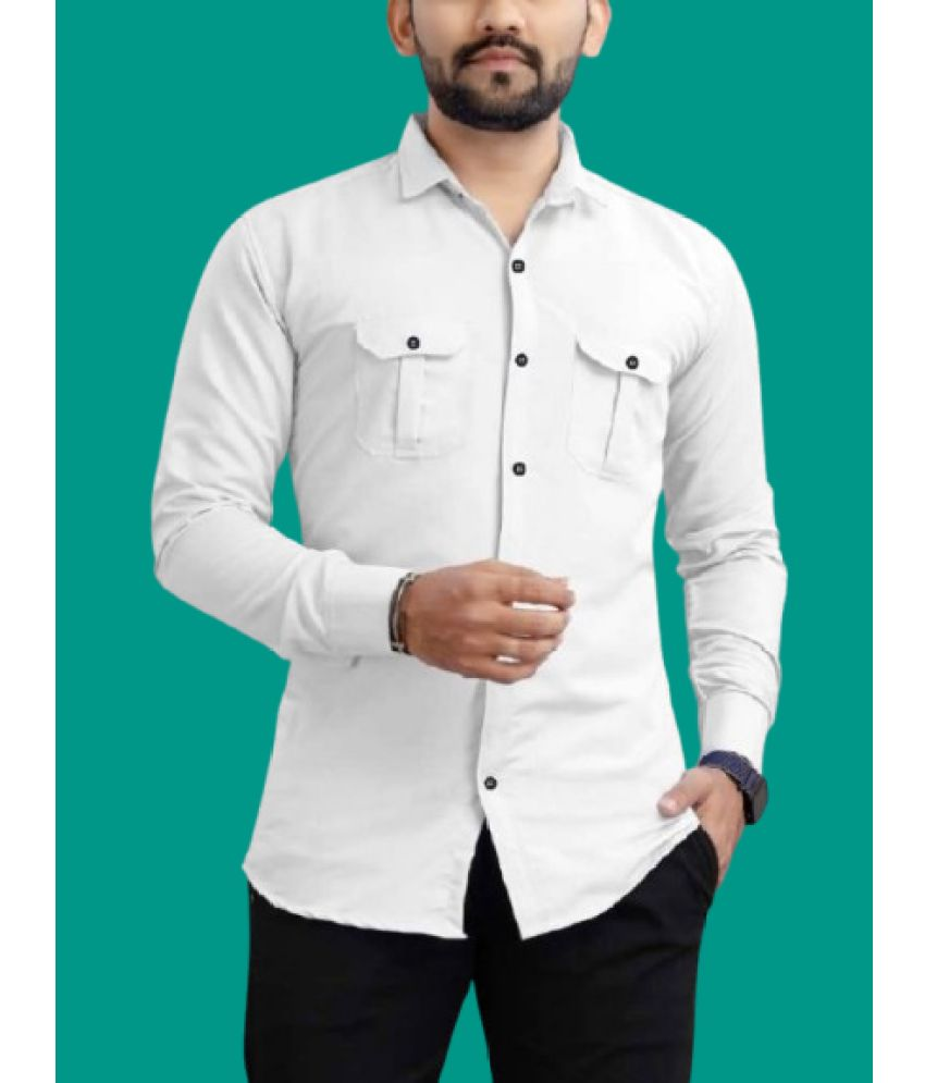     			LENRIZA Cotton Blend Regular Fit Solids Full Sleeves Men's Casual Shirt - White ( Pack of 1 )