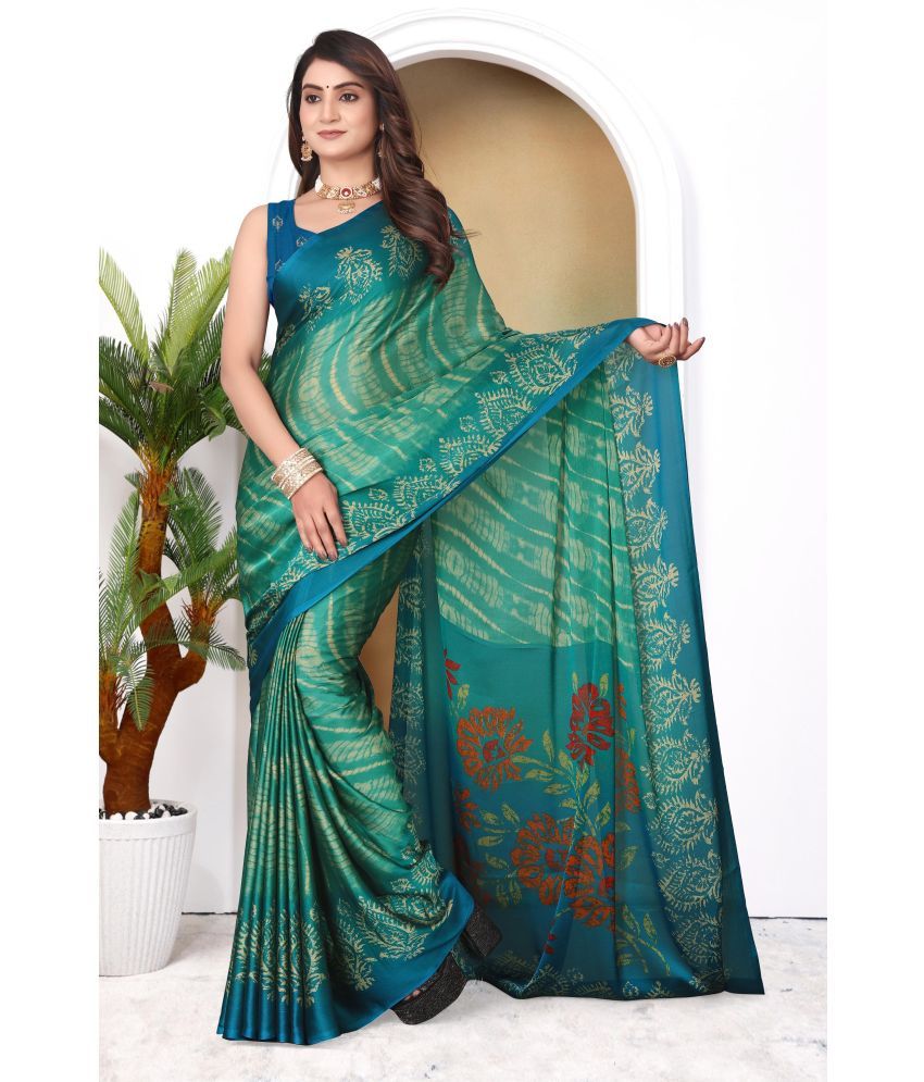     			Magneitta Chiffon Printed Saree With Blouse Piece ( Green , Pack of 1 )