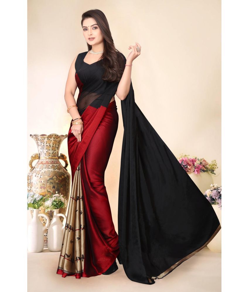     			Magneitta Chiffon Self Design Saree With Blouse Piece ( Red , Pack of 1 )